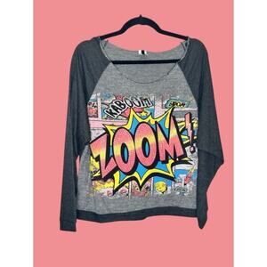 ☀️Cleo Zoom Comic Book Graphic Raglan Long Sleeve Raw Neck Sweatshirt Size Large